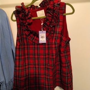 Nwt size xl sail to sable red plaid ruffle top